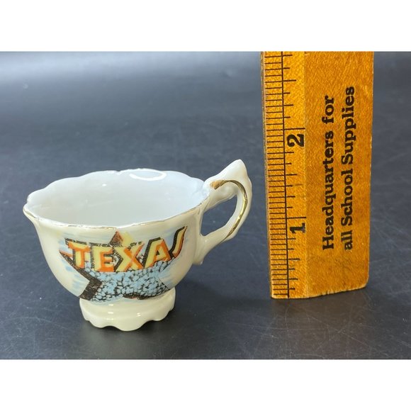 Vtg Miniature Demitasse Texas Star Souvenir Tea Cup & Saucer w/Stand Japan - Picture 11 of 12